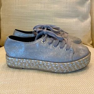 Circus by Sam Edelman Womens Silver Tie Platform w Hemp & Silver Platform / 7M